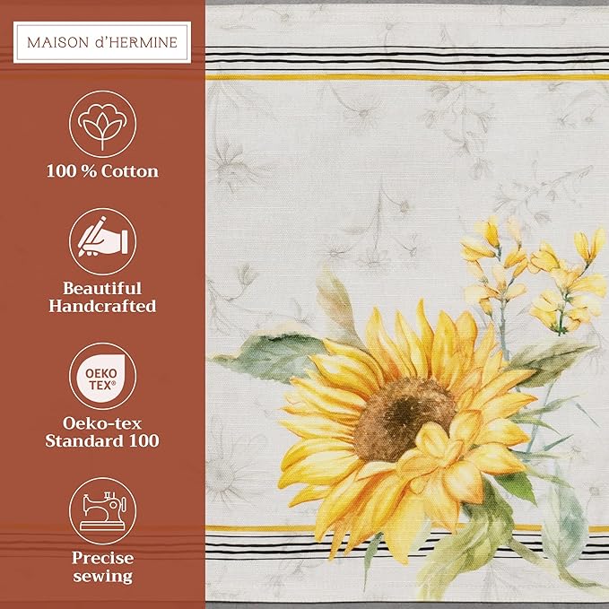 Maison d' Hermine Placemats Set of 4 100% Cotton Washable Cloth Place Mats, Reusable Table Mats for Kitchen Dining Decoration, Party, Wedding, Restaurant Spring/Summer (Candice, 13" x 19")