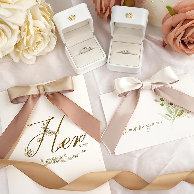 Champagne Ribbon 1 Inch Satin Ribbon 6 Rolls Assortment Pale Gold Ribbon for Wedding Silk Antique Gold Ribbon for Wedding Ribbon for Gift Wrapping Hair Bows Crafts Bouquet - 60Yards