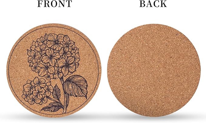 Coasters for Drinks 12 pcs Absorbent Cork Coasters with Flower Coaster for Coffee Table Housewarming Gifts for New Home Present for Friends, Living Room Decor, Apartment Decor