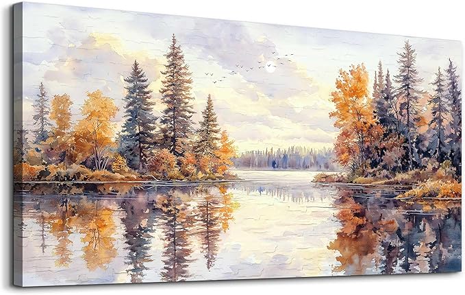 PHAOHUAXM Abstract Ink Landscape Painting Wall Art Painting Modern Canvas Print Natural Landscape Art Pictures Living Room Dining Room Wall Decor Bedroom Office Home Decoration Aesthetics 20x40 In