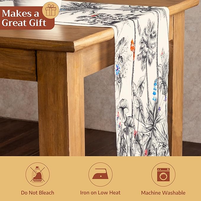 Maison d' Hermine Table Runner 100% Cotton Single Layer Table Runners 48 inches Long for Thanksgiving Christmas Decorations Home Kitchen Dining Party Wedding (Amazonia, 14.5" x 48")