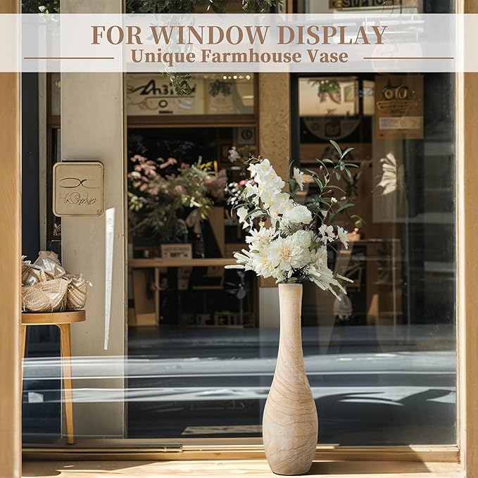 Hanobe Floor Vase Home Decor: 22 inch Tall Decorative Wood Vases for Living Room Large Rustic Farmhouse Boho Vase for Dining Table Centerpieces Bedroom Corner Hallway Indoor Office