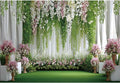 Baocicco Flowers Wedding Backdrops 8x6.5ft Green White Pink Floral Engagement Background Bridal Shower Backdrop Proposal Wedding Party Decoration Backdrop Valentines Day Banner Supplies