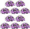 NUPTIO Artificial Flower Centrepieces for Tables - 10 Pcs Lilac Fake Flowers Roses Balls 9.5in Diameter - Silk Faux Rose Arrangement for Wedding Party Centerpiece Table Decor