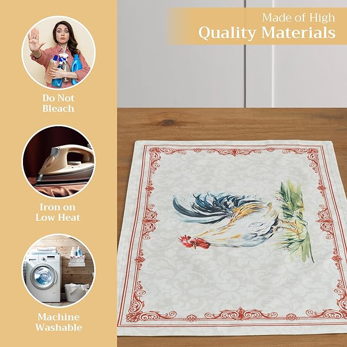 Maison d' Hermine Placemats Set of 4 100% Cotton Washable Cloth Place Mats, Reusable Table Mats for Kitchen Dining Decoration, Party, Wedding, Restaurant Spring/Summer (Campagne, 13" x 19")