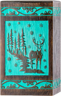 INTAJ Handcarved Rosewood Teal Green Deer Urn for Human Ashes Adult - 115 lbs Capacity Forest Wooden Cremation Urn Box Suitable for Burial Funeral Decorative Wildlife Memorial Casket Secure