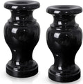 Cemetery Vase, Turned Granite Vase Polished, Black Memorial Stone Vases with Draining Holes for Home Tabletop, Cemetery Flowers, Grave Headstone Decorations (2Pcs, Black)