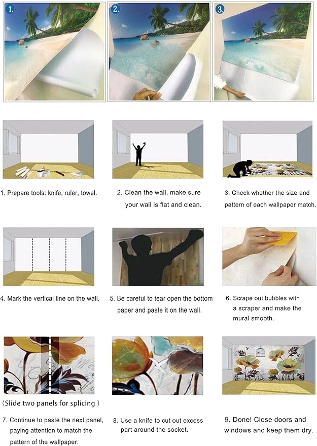 Eierme-Luxury Beach Resort Background Mural Wallpaper Peel and Stick 160" x 114"
