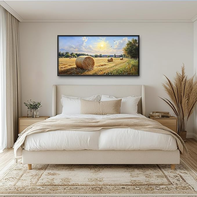 Farmhouse Large Wall Art Ructic Farm Landscape Pictures Wall Decor Country Nature Canvas Prints Painting Framed Artwork Home Decoration for Dining Room Living Room Kitchen 60"x30"