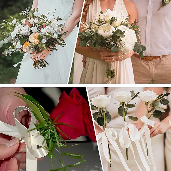 CllyCnny Floral Craft DIY Kit - 7pcs Complete Supplies with Floral Tape Ribbon Scissors Pin Wire for Bouquets Wreath Making Wedding Arrangement Crafts