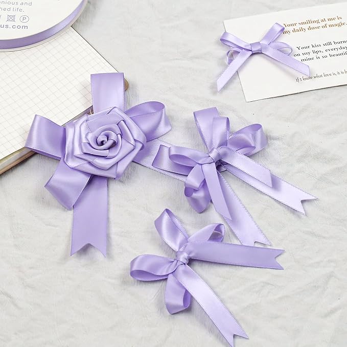Lavender Satin Ribbon, Double Faced 1/4 Inch X 25 Yards Lavender Ribbon, Premium Satin Ribbons for Gift Wrapping, Crafts, Hair Bow Making, Sewing, Flower Bouquet, Wedding Party Decor