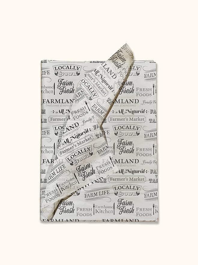 Farmer's Market Printed Tissue Paper for Gift Bags or Boxes and Wrapping - Bulk Decorative Art Tissue Paper for Packaging and Gifting | 24 Sheets 20" x 30"