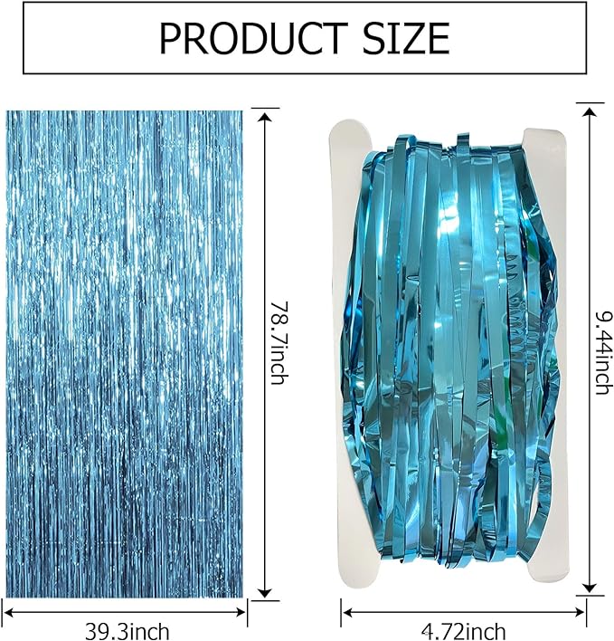 3 Pack Blue Backdrop Party Streamers Ocean Themed Decor Birthday Party Decorations Foil Fringe Backdrop Curtain Graduation Baby Shower Bachelorette Winter Holiday Party Decorations Supplies