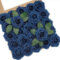 Artificial Flowers, 50pcs Artificial Rose for DIY Wedding Bouquets Centerpieces Arrangements, Navy Blue Foam Roses with Stem for Bridal Shower Party Home Decorations
