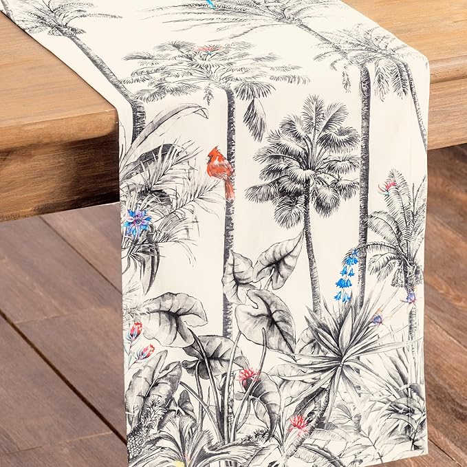 Maison d' Hermine Table Runner 100% Cotton Single Layer Table Runners 48 inches Long for Thanksgiving Christmas Decorations Home Kitchen Dining Party Wedding (Amazonia, 14.5" x 48")