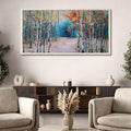Ardemy Landscape Canvas Wall Art for Living Room Blue Forest Painting White Birch Tree Scenery Picture Modern Green Nature Artwork Bedroom Home Office Wall Decor, Large Size Wood Framed 48"x24"