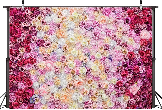 Rose Flower Wall Backdrop 7x5 ft Large Floral Photography Background for Indoor Outdoor Wedding Party Bridal Shower Baby Shower Engagement Shoot Photo Booth Decoration