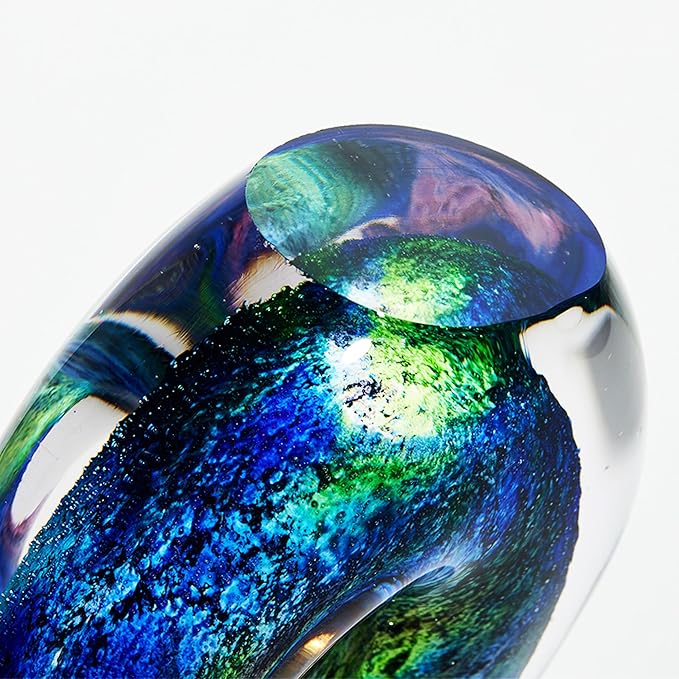 Luxury Lane Hand Blown Abstract Hollow Tear Drop Sommerso Art Glass Sculpture for Home Decor 14 inch Tall Centerpiece Table Decoration