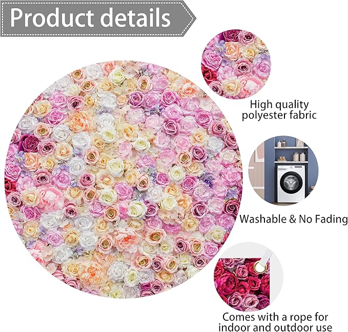 Rose Flower Wall Backdrop 7x5 ft Large Floral Photography Background for Indoor Outdoor Wedding Party Bridal Shower Baby Shower Engagement Shoot Photo Booth Decoration