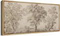 SIGNFORD Extra Large Framed Canvas Print Wall Art Vintage Arboreal Trees in an Etching Illustrations Modern Art Relax/Calm Warm for Living Room, Bedroom, Office - 60"x30"