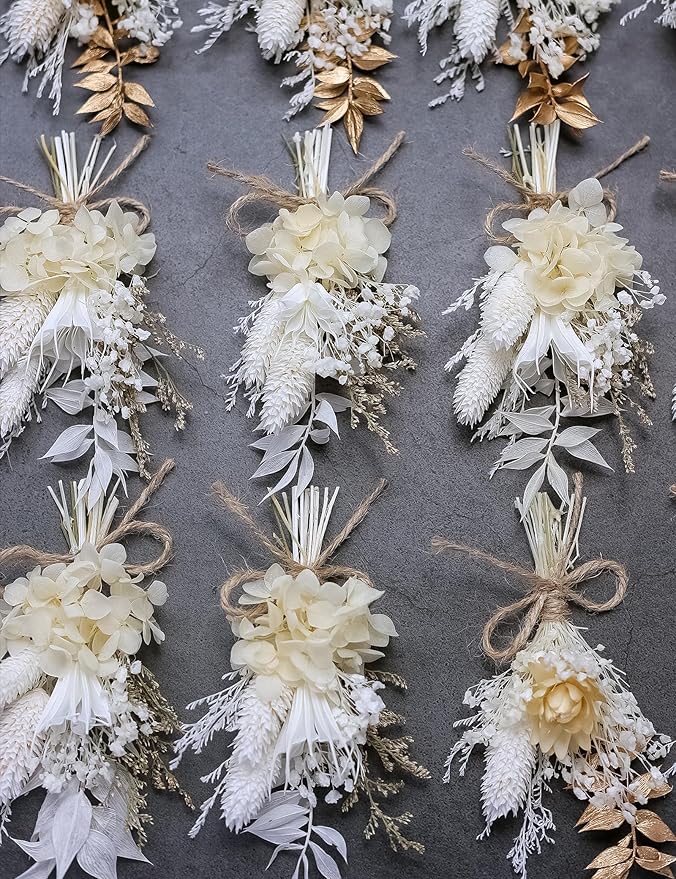 xin's convey Mini Dried Flower Bouquet Set (Pack of 12), Small Golden Bouquets, Card Decorative Dried Flowers, Props for Photo Shoots, Wall Hanging Dried Flower Decorations. (Gold)