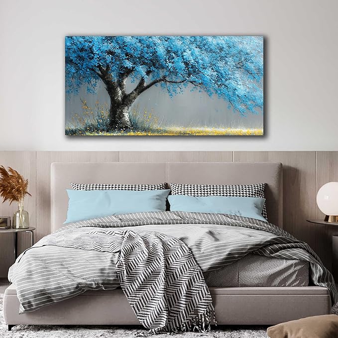 Tree of Life Canvas Wall Art for Living Room Blue Pictures Wall Decor for Office Tree Wall Art for Bedroom Size 20 x 40 Inch