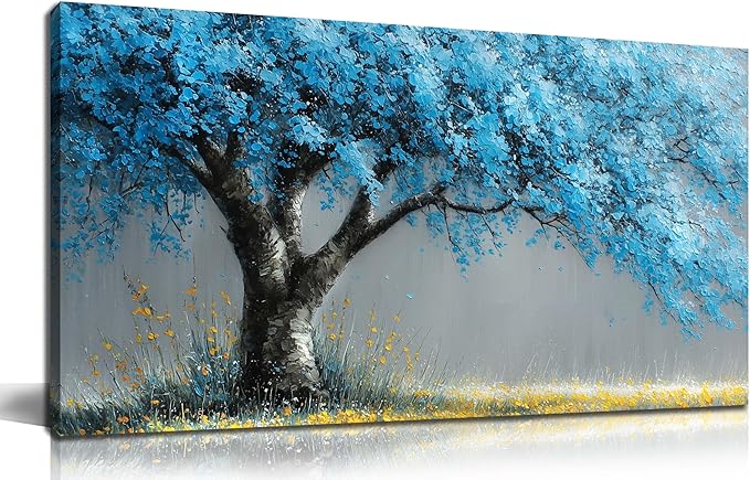 Tree of Life Canvas Wall Art for Living Room Blue Pictures Wall Decor for Office Tree Wall Art for Bedroom Size 20 x 40 Inch