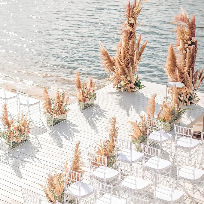 20 Stems Natural Pampas Grass Decor 40" Tall Dreid Pampas Grass for Wedding, Party, Farmhouse, Brown Dreid Flowers Boho Home Decor