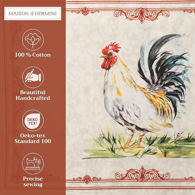 Maison d' Hermine Placemats Set of 4 100% Cotton Washable Cloth Place Mats, Reusable Table Mats for Kitchen Dining Decoration, Party, Wedding, Restaurant Spring/Summer (Campagne, 13" x 19")