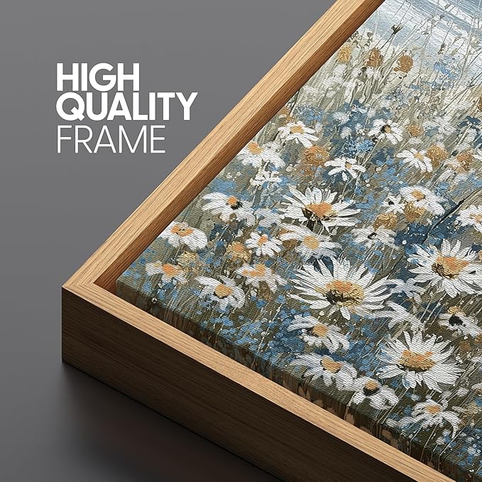 SIGNFORD Extra Large Framed Canvas Print Wall Art Coastal Wildflowers Beach Meadow Landscape llustrations Modern Art Relax/Calm Warm for Living Room, Bedroom, Office - 60"x30"