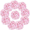 10PCS Silk Hydrangea Heads with Stems Artificial Flowers for Wedding Party Home Decor (Pink 2#)