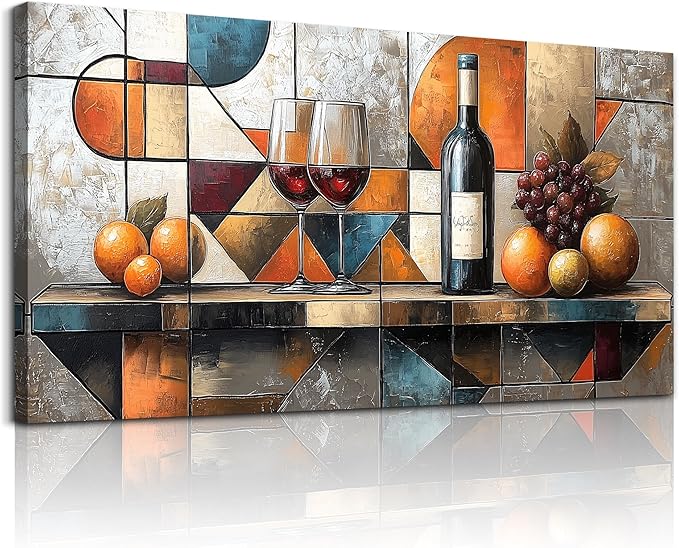 hyidecorart Large Wall Art For Kitchen Wall Decor For Living Room Dining Room Decorations Wine Glass Fruit Painting Still Life Canvas Prints Artwork Bar Restaurant Posters Home Decor Ready to Hang