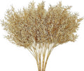 PASYOU Golden Fake Plants, Artificial Flowers Decoration for Christmas Antlers Grass Plastic Faux DIY Crafts Indoor Outdoor Home Garden Party Room Bedroom Wedding Table Centerpiece Decor, Gold 4 Pack