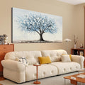 Canvas Wall Art Decor Wall Art Pictures for Living Room Vintage White Blue Wall Art Prints Tree of Life Wall Art Decorations Canvas Art Wall Decor Artwork for Walls Bedroom Office Decor 20" X 40"