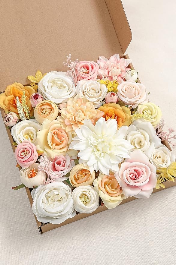 Serra Flora Artificial Wedding Flowers Bouquets Centerpieces Faux Flowers Combo for Fake Flowers with Leaves DIY Floral Arrangements Bridal Baby Shower Home Decor