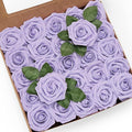 Artificial Flowers, 25pcs Artificial Rose for DIY Wedding Bouquets Centerpieces Arrangements, Purple Foam Rose with Stem for Bridal Shower Party Home Decorations