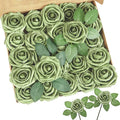 Artificial Flowers, 50pcs Artificial Rose for DIY Wedding Bouquets Centerpieces Flowers Arrangements, Elf Green Fake Flowers with Stems for Bridal Shower Graduation Events Decoration