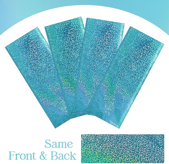 8pcs Blue Holographic Laser Tablecloths 40" x 108" Plastic Table Cloths for Parties Shimmer Shiny Party Decoration for Winter Ocean Princess Birthday Party Wedding Baby Shower Christmas Decor