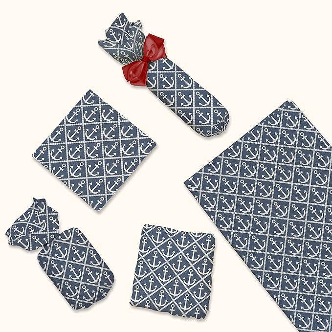Nautical Anchors Printed Tissue Paper for Gift Bags or Boxes and Wrapping - Bulk Decorative Art Tissue Paper for Packaging and Gifting | 24 Sheets 20" x 30"