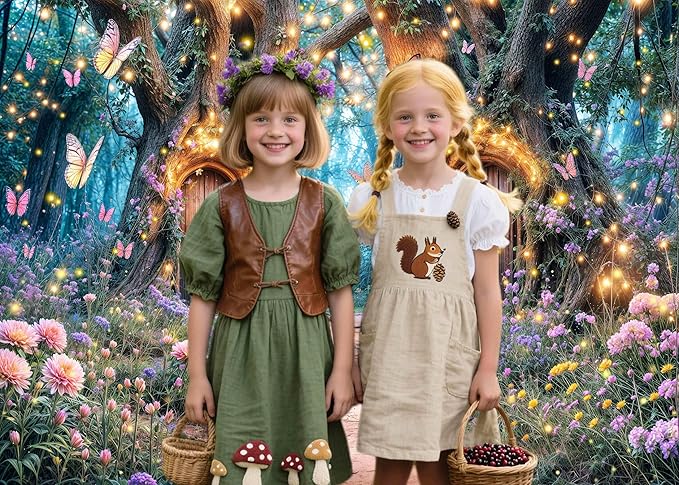 10X8ft Enchanted Forest Backdrop Fairy Enchanted Wonderland Garden Floral Butterfly Photography Background for Kids Girls Baby Shower Birthday Party Decoration Banner Cake Table Photo Booth Props