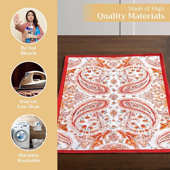 Maison d' Hermine Placemats Set of 4 100% Cotton Washable Cloth Place Mats, Reusable Table Mats for Thanksgiving Christmas Decorations Kitchen Dining Party Wedding Restaurant (Orient, 13" x 19")