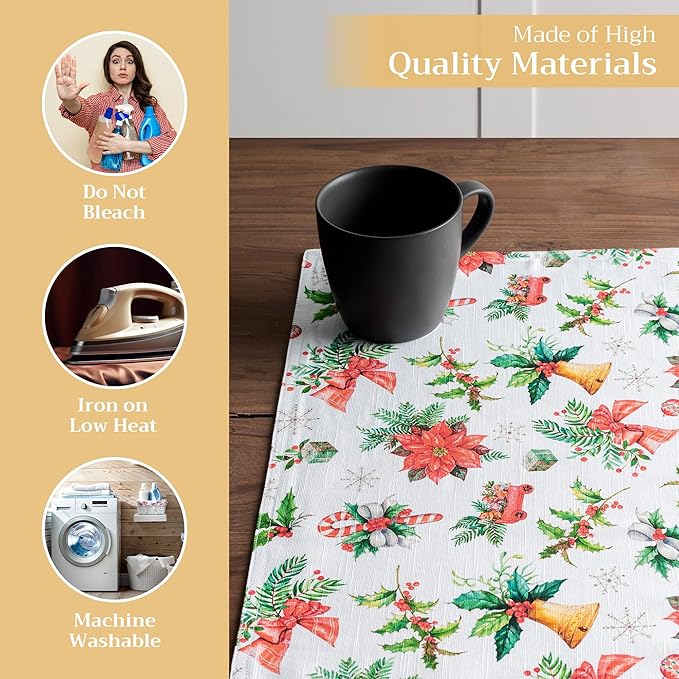 Maison d' Hermine Placemats Set of 4 100% Cotton Washable Cloth Place Mats, Reusable Table Mats for Thanksgiving Christmas Decorations Kitchen Dining Party Wedding Restaurant (Chromo, 13" x 19")