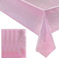 4 pcs Pale Pink Holographic Laser Tablecloths Light Pink Shiny Table Covers 40" x 108" Disposable Rectangle Table cloths for Girl Birthday Party Wedding Anniversary Bachelorette Baby Shower Décor