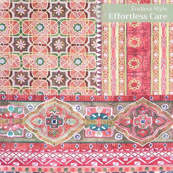 Maison d' Hermine Table Runner 100% Cotton Single Layer Table Runners 72 inches Long for Thanksgiving Christmas Decorations Home Kitchen Dining Party Wedding (Ispahan, 14.5" x 72")