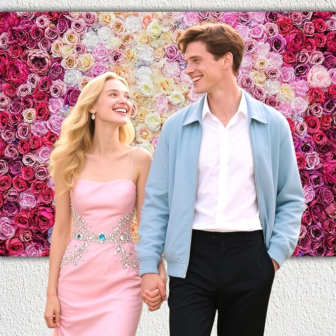Rose Flower Wall Backdrop 7x5 ft Large Floral Photography Background for Indoor Outdoor Wedding Party Bridal Shower Baby Shower Engagement Shoot Photo Booth Decoration