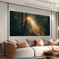 Canvas Wall Art Landscape Dark Green Wall Art Large Sunny Forest Trail Wall Art Decor Artwork For Walls Pictures Prints For Bedroom Decorations Pictures For Living Room Office Wall Decor 24“ X 48”