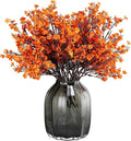 JAKY-Global Babys Breath Silk Artificial Flowers Bulk with Vase 10pcs for Fall Decor Fake Flower Bouquet Bulk for Home Kitchen Indoor Bouquet Floral Arrangement Table Centerpieces Party Decor(Orange)