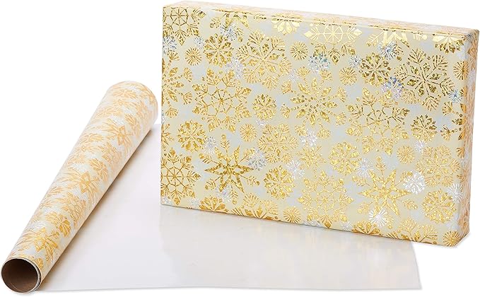 Papyrus Wrapping Paper Rolls for Christmas, Hanukkah, and All Holidays, Snowflakes Print and Metallic Silver (3 Rolls, 62.5 sq. ft.)