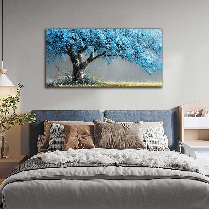 Tree of Life Canvas Wall Art for Living Room Blue Pictures Wall Decor for Office Tree Wall Art for Bedroom Size 20 x 40 Inch