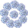 10PCS Silk Hydrangea Heads with Stems Artificial Flowers for Wedding Party Home Decor (Blue & Pink)
